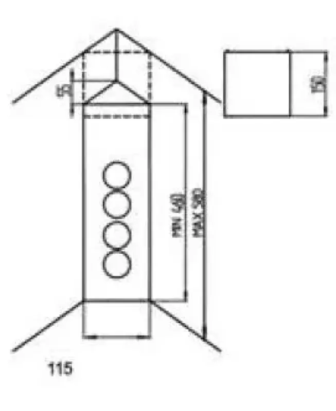 Indux Corner Еnergiezuil met 4 stopcontacten Randaarde RVS 756
