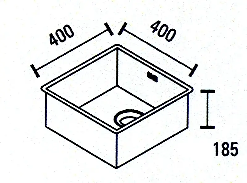 ABK Baronga vierkante rvs spoelbak 40x40 cm onderbouw BAR40F